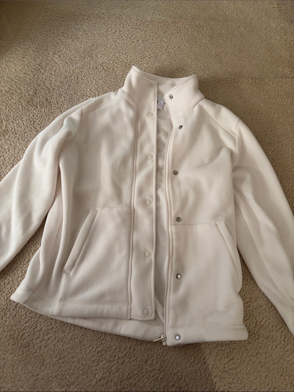 Beyond Yoga Cream Teddy Fleece Snap Jacket